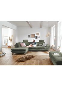 Ecksofa DIE PLANBAR "MP-IN14007, Breite 306 & 318 cm w&auml;hlbar", cord forest, B:306cm H:84cm T:197cm, 100% Polyester, Sofas, Ecksofa, wahlweise mit Bettfunktion und verstellbaren Kopfst&uuml;tzen