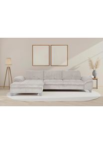 Ecksofa DIE PLANBAR "MP-IN14007, Breite 306 & 318 cm w&auml;hlbar", cord ecru, B:318cm H:84cm T:180cm, 100% Polyester, Sofas, Ecksofa, wahlweise mit Bettfunktion und verstellbaren Kopfst&uuml;tzen