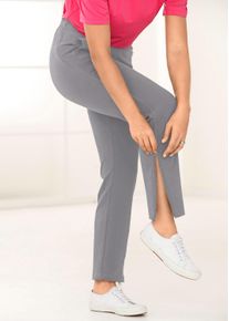 Stoffhose GOLDNER "Freizeithose mit Rei&szlig;verschluss", Damen, Gr. 46, N-Gr, grau, Obermaterial: 60% Baumwolle CO. 35% Polyester PES. 5% Elasthan EL., normal, Hosen Stoffhose, am Bein seitlicher Zwei-Wege-Rei&szlig;verschlu&szlig;