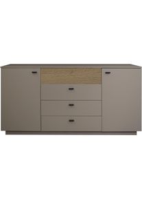 M&auml;usbacher Sideboard M&Auml;USBACHER, beige (taupe matt lack nb, eiche massiv geschruppt), B:192cm H:92cm T:45cm, Holzwerkstoff, Sideboards, Sideboard, B/H/G: 192x92x45, inkl. Beleuchtung