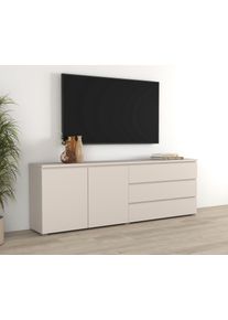 Sideboard OTTO HOME "Modo, Breite 200 cm, moderne grifflose Kommode 2T&uuml;ren/3 SK", kaschmire, kaschmire, B:200cm H:68cm T:34,5cm, Melamin, Metall, Sideboards, Sideboard, Schubladenkommode mit viel Stauraum, Einlegeb&ouml;den verstellbar