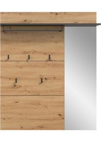 Garderobenpaneel Home Affaire "REHAT, TOPSELLER, Breite 120 cm, Hutablage, 5 Haken, Garderobenstange", braun (basalt grau, artisan eiche nachbildung), B:120cm H:147cm T:29cm, Holzwerkstoff, Garderobenpaneele, Garderobenpaneel, Paneel, Wandboard, Garderobe, Garderobenleiste, Garderobenboard