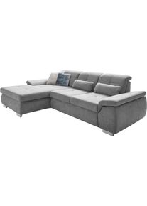 Ecksofa DIE PLANBAR "MP-IN16037 L-Form mit Kaltschaum-Polsterung", silber, B:289cm H:85cm T:195cm, 100% Polyester, Sofas, Ecksofa, mit Sitztiefenverstellung & Zierkissen