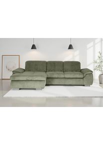 Ecksofa DIE PLANBAR "MP-IN16037 L-Form mit Federkern-Polsterung", cord forest, B:289cm H:85cm T:195cm, 88% Polyester, 12% Polyamid, Sofas, Ecksofa, mit Sitztiefenverstellung & Zierkissen