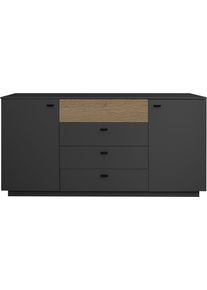 M&auml;usbacher Sideboard M&Auml;USBACHER, schwarz (anthrazit matt lack nb, eiche massiv geschruppt), B:192cm H:92cm T:45cm, Holzwerkstoff, Sideboards, Sideboard, B/H/G: 192x92x45, inkl. Beleuchtung