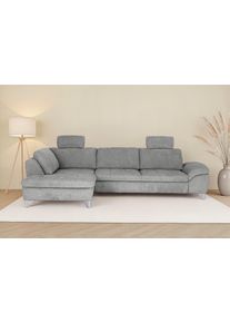 Ecksofa DIE PLANBAR "MP-IN14007, Breite 306 & 318 cm w&auml;hlbar", famosa grau, B:306cm H:84cm T:197cm, 100% Polyester, Sofas, Ecksofa, wahlweise mit Bettfunktion und verstellbaren Kopfst&uuml;tzen