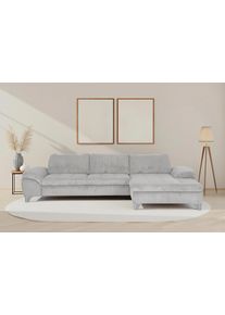 Ecksofa DIE PLANBAR "MP-IN14007, Breite 306 & 318 cm w&auml;hlbar", cord grau, B:318cm H:84cm T:180cm, 100% Polyester, Sofas, Ecksofa, wahlweise mit Bettfunktion und verstellbaren Kopfst&uuml;tzen
