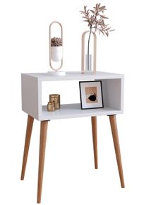 Nachttisch Vcm "Holz Retro Nachttisch Beistelltisch Singol M", wei&szlig;, B:45cm T:30cm, Sideboards, Nachttisch