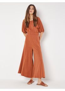 Palazzohose Apricot "Hose", Damen, Gr. XL (42), N-Gr, braun (rust), Obermaterial: 85% Viskose CV. 15% Leinen LI., unifarben, Hosen Palazzohose, mit elastischem Bund