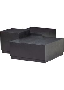 Beistelltisch Woood "Pim 3-tlg. aus MDF, stapelbar 40x40 / 55x55 / 70x70 cm", schwarz, B:70cm H:30cm T:70cm, Tische, Beistelltisch, Drei Einheiten ineinander stapelbar, Hohlkonstruktion, schutzlackiert