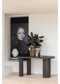 Schreibtisch Woood "Maan aus MDF mit 3D-Papierbelag, organische Form 150x70x75 cm", dunkelbraun, B:150cm H:75cm T:70cm, Tische, Schreibtisch, Tragkraft 100 kg, einfach zu montieren, sichtbare Maserung