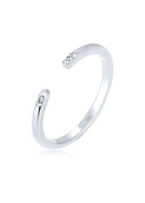 Silberring Elli "Ring Glas Kristalle Wei&szlig; 925 Sterling Silber Offen", silber, Fingerringe, Damen, Silber 925 (Sterlingsilber), Silberring