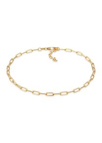 Fu&szlig;kette Elli "Fu&szlig;schmuck Glieder Oval Basic Chain Optik 925 Silber" Gr. 22, gold, Fu&szlig;ketten, Damen, Silber 925 (Sterlingsilber), Fu&szlig;kette