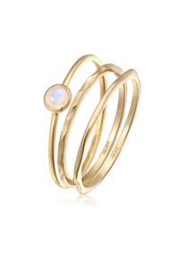 Ring-Set Elli Premium "Ring Solit&auml;r Mondstein 3er Ring Set 375 Gelbgold" Gr. 54, gold, Fingerringe, Damen, 54, Gelbgold 375, Ring-Set