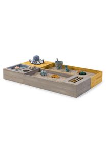 Muddy Buddy Sandkasten, Grau, Dunkelgelb, Holz, Zypresse, massiv, 90x20x150 cm, EN 71, Sitzfl&auml;che, mit Holzschutz vorbehandelt, Freizeit & Co, Gartenspielzeug, Sandk&auml;sten