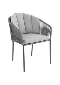 Ambia Garden Gartensessel, Grau, Metall, Kunststoff, Textil, F&uuml;llung: Polyurethan (Pur), Rundrohr, 59 cm, stapelbar, Gartenm&ouml;bel, Gartensessel, Gartenst&uuml;hle