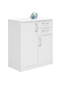 Xora Kommode, Wei&szlig;, Holzwerkstoff, 3 F&auml;cher, 2 Schublade(n) Schubladen, 72x84x36 cm, Typenauswahl, Kleinm&ouml;bel, Kommoden, Kommoden
