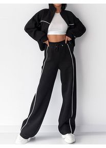 Modigirl 2026 Women 2 Piece Set Women's Suits Tracksuit Contrast Stripe Zipper Jacket High Waist Drawstring Pants Casual Outfits