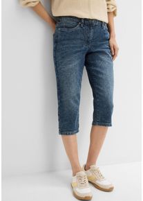 Caprijeans bonprix, Damen, Gr. 56, N-Gr, nachtblau denim, Denim/Jeans, Obermaterial: 82% Baumwolle, 17% Polyester, 1% Elasthan, regular fit, Jeans Caprijeans, figurformende Passform, Regular Fit, mit Komfort-Stretch