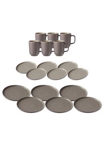 Ritzenhoff & Breker Geschirr-Set RITZENHOFF & BREKER "Tafelservice Jasper 18er Set", taupe, 18, Keramik, Geschirr-Sets, Geschirr-Set, Sp&uuml;lmaschinengeeignet