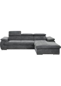 Ecksofa WERK2 "Cosmo", anthrazit, B:282cm H:99cm T:192cm, 90% Polyester, 10% Nylon, Sofas, Ecksofa, Eckcouch mit Schlaffunktion, Bettkasten & verstellbaren Kopfteilen