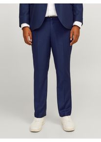 Jack & Jones PlusSize Anzughose "JPRSOLARIS TROUSER NOOS PLS", Herren, Gr. 66, N-Gr, blau (schwarz navy), Web, Obermaterial: 59% Polyester, 24% Wolle, 16% Viskose, 1% Elasthan, JACK & JONES PLUSSIZE, unifarben, slim fit normal, Hosen Anzughose