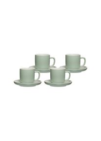 Ritzenhoff & Breker Tasse RITZENHOFF & BREKER "Espressotassen mit Untertassen Jasper 100 ml 4er Set", gr&uuml;n (mint), B:2cm H:2cm &Oslash;:10,5cm, Keramik, Trinkgef&auml;&szlig;e, Tasse, Sp&uuml;lmaschinengeeignet