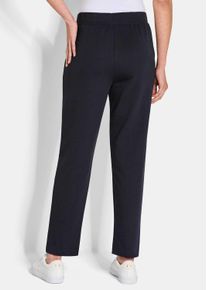 2-in-1-Hose GOLDNER "Elastische Jogpants im Doppelpack", Damen, Gr. 54, N-Gr, schwarz (marine, schwarz), Obermaterial: 60% Baumwolle CO. 35% Polyester PES. 5% Elasthan EL., gerade, Hosen 2-in-1-Hose, Biesen