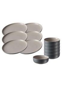 Ritzenhoff & Breker Geschirr-Set RITZENHOFF & BREKER "Fr&uuml;hst&uuml;cksset Jasper 12er Set", grau, 12, Keramik, Geschirr-Sets, Geschirr-Set, Sp&uuml;lmaschinengeeignet