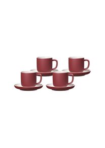 Ritzenhoff & Breker Tasse RITZENHOFF & BREKER "Espressotassen mit Untertassen Jasper 100 ml 4er Set", rot (beere), B:2cm H:2cm &Oslash;:10,5cm, Keramik, Trinkgef&auml;&szlig;e, Tasse, Sp&uuml;lmaschinengeeignet
