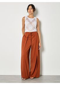 Leinenhose Apricot "Hose", Damen, Gr. L (40), N-Gr, braun (rust), gewebt, Obermaterial: 82% Viskose CV. 18% Leinen LI., uni, Hosen Leinenhose, mit weitem Bein
