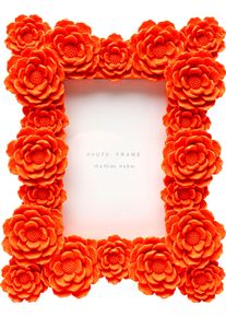 Bilderrahmen KARE DESIGN "Flowerdream Orange 10x15cm", rot, B:19cm H:24,5cm T:3,5cm, Papier, Polyresin, Bilderrahmen, Bilderrahmen