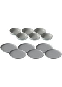 Ritzenhoff & Breker Geschirr-Set RITZENHOFF & BREKER "Teller und Schalenset Jasper 12er Set", grau (mint), 12, Keramik, Geschirr-Sets, Geschirr-Set, Sp&uuml;lmaschinengeeignet