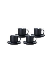 Ritzenhoff & Breker Tasse RITZENHOFF & BREKER "Espressotassen mit Untertassen Jasper 100 ml 4er Set", schwarz, B:2cm H:2cm &Oslash;:10,5cm, Keramik, Trinkgef&auml;&szlig;e, Tasse, Sp&uuml;lmaschinengeeignet