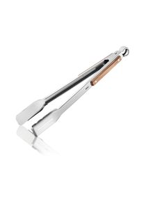 Grillzange Gefu "SERINO", silberfarben, braun, B:4cm H:4,3cm L:42,5cm, Edelstahl, Holz, K&uuml;chenzangen, Grillzange, Verrieglungsmechanismus mit integrierter &Ouml;se zum Aufh&auml;ngen