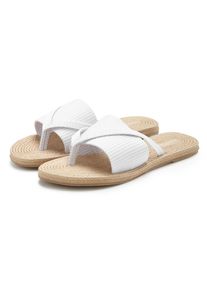 Badeschuh Venice Beach "Badepantolette, Badelatsche, Badezehentrenner, Sandale, Mule", Damen, Gr. 37, wei&szlig;, Obermaterial: 100% Textilmaterial. Decksohle: 100% Synthetik. Futter: 100% Textilmaterial. Laufsohle: 100% Synthetik, unifarben, Basic, Schuhe Badeschuh, NEU Pantolette, Zehentrenner mit wasserabweisender und leichter Sohle