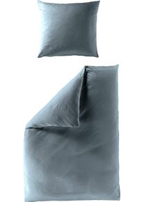 Bettw&auml;sche Bierbaum "Elegant uni", blau (jeans), B/L: 155cm x 220cm, 1 Stk., 1 Stk., Mako-Satin, B/L: 80cm x 80cm, 2 Stk., Mako-Satin, Obermaterial: 100% Baumwolle, Bettw&auml;sche, Bettw&auml;sche, Mako-Satin, 100 % Baumwolle, Uni, pflegeleicht