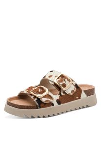 Pantolette Tamaris, Damen, Gr. 39, animal druck, Leder, kontrastfarbene Details, Schuhe Pantolette, Sommerschuh, Schlupfschuh mit angesagtem Kuhmuster