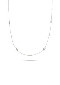 Silberkette Elli "Halskette Perlen Kristalle von Swarovski(R) Wei&szlig; 925 Sterling Silber" Gr. 45, silber, Halsketten, Damen, Silber 925 (Sterlingsilber), Silberkette