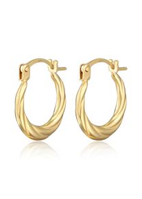 Paar Creolen Elli Premium "Ohrringe Creolen gedreht B&uuml;gelverschlu&szlig; 375er Gelbgold" Gr. 14, gold, Ohrringe, Damen, Gelbgold 375, Paar Creolen