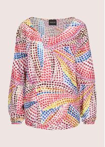 Madeleine Mode Langarmbluse MADELEINE "Bluse Multicolor-Bluse mit Punkten, Langarm", Damen, Gr. 44, bunt (multicolor, gemustert), Obermaterial: 100% Viskose CV., Modern, figurumspielend, Blusen Langarmbluse