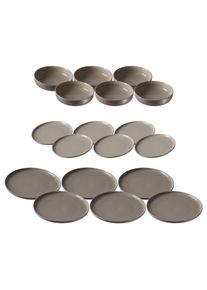 Ritzenhoff & Breker Geschirr-Set RITZENHOFF & BREKER "Teller und Schalenset Jasper 18er Set", taupe, 18, Keramik, Geschirr-Sets, Geschirr-Set, Sp&uuml;lmaschinengeeignet