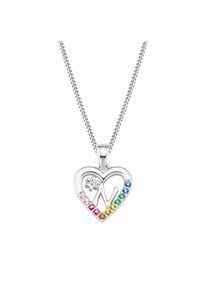 Kette mit Anh&auml;nger Prinzessin Lillifee "Herz/Buchstaben", bunt (silberfarben, rosa, pink, orange, apricot, blau, gr&uuml;n), Halsketten, M&auml;dchen, N, Silber 925 (Sterlingsilber), L: 38, Kette mit Anh&auml;nger, mit Zirkonia (synth.)