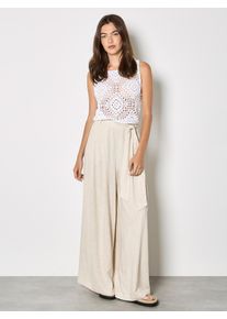 Leinenhose Apricot "Hose", Damen, Gr. S (36), N-Gr, beige (stein), gewebt, Obermaterial: 78% Viskose CV. 22% Leinen LI., uni, Hosen Leinenhose, Einfarbig