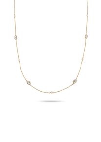 Silberkette Elli "Halskette Perlen Kristalle von Swarovski(R) Wei&szlig; 925 Sterling Silber" Gr. 45, gold, Halsketten, Damen, Silber 925 (Sterlingsilber), Silberkette