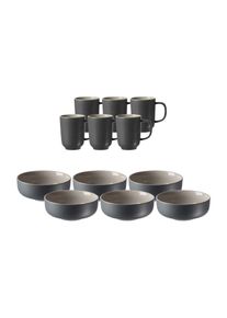 Ritzenhoff & Breker Geschirr-Set RITZENHOFF & BREKER "Brunchset Jasper 12er Set", grau, 12, Keramik, Geschirr-Sets, Geschirr-Set, Sp&uuml;lmaschinengeeignet