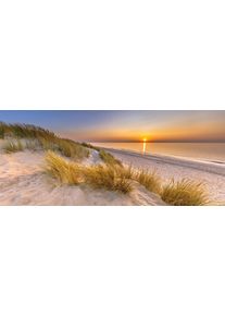 Bild B&Ouml;NNINGHOFF "STRAND 60x140 cm &ndash; Leinwandbild Keilrahmen Deko modern", beige (farbe bild(er): gr&uuml;n,gelb, beige, blau), B:140cm H:60cm T:1,8cm, Canvas, MDF, Bilder, Bild
