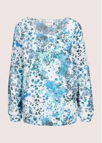 Madeleine Mode Langarmbluse MADELEINE "Bluse Schlupfbluse mit grafischem Allover-Print", Damen, Gr. 48, blau (hellblau, gemustert), Obermaterial: 100% Viskose CV., Modern, Blusen Langarmbluse