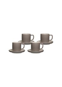 Ritzenhoff & Breker Tasse RITZENHOFF & BREKER "Espressotassen mit Untertassen Jasper 100 ml 4er Set", grau (taupe), B:2cm H:2cm &Oslash;:10,5cm, Keramik, Trinkgef&auml;&szlig;e, Tasse, Sp&uuml;lmaschinengeeignet
