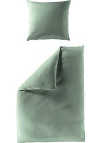 Bettw&auml;sche Bierbaum "Elegant uni", gr&uuml;n, B/L: 155cm x 220cm, 1 Stk., 1 Stk., Mako-Satin, B/L: 80cm x 80cm, 2 Stk., Mako-Satin, Obermaterial: 100% Baumwolle, Bettw&auml;sche, Bettw&auml;sche, Mako-Satin, 100 % Baumwolle, Uni, pflegeleicht